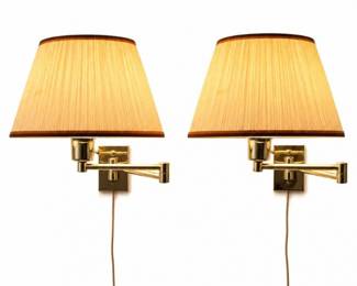 72 PairofVintageBrassSwingArmWallLamps