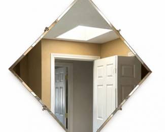 184 VintageFramelessDiamondBeveledGlassWallMirror