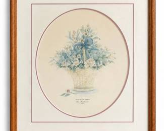 82 VintageFramedPastelFloralBasketArtPrint