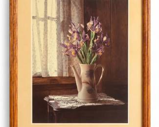 66 VintageFramedPurpleIrisFloralStillLifePrint