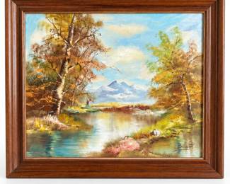 52 VintageSignedBonetOriginalOilLandscapePainting