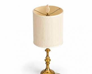 81 VintageBrassTableLampwithPleatedDrumShade