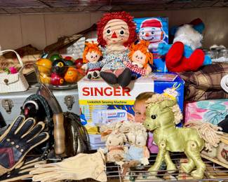  Vtg children’s  toys, baby clothing, home goods