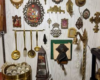 Extensive collection of vintage silver, silverplate, brass, and ornate serving pieces, including trays, platters, bowls, and decorative treasures!