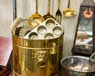 Extensive collection of vintage silver, silverplate, brass, and ornate serving pieces, including trays, platters, bowls, and decorative treasures!