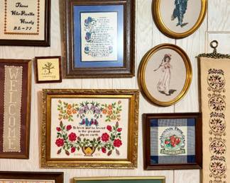 Stunning Vtg framed needlepoint 