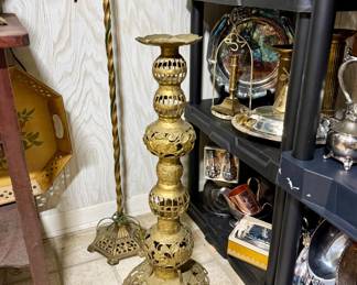 Extensive collection of vintage silver, silverplate, brass, and ornate serving pieces, including trays, platters, bowls, and decorative treasures!