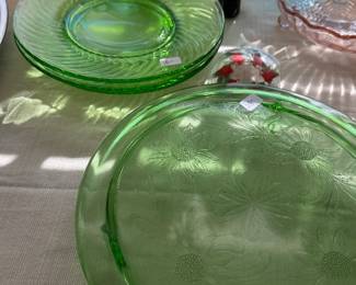 Uranium glass, green depression