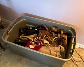 Storage bin of women's handbags and purses
