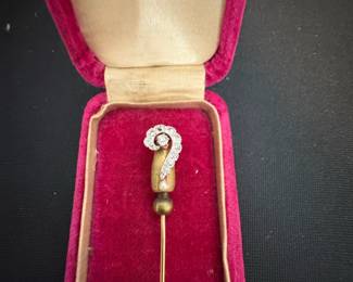 Antique Diamond and Pearl Question Mark Stickpin third image