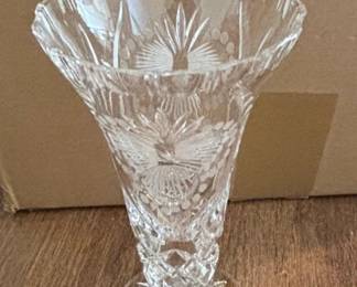 Vintage Pinwheel Pattern Cut Crystal Vase