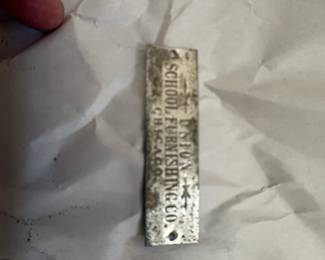 Union School Furnishing Co. Chicago Makers Tag