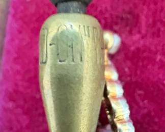 K Gold Pearl and Diamond Stick Pin