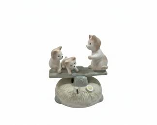 Vintage Ceramic Kittens on Seesaw Music Box third image