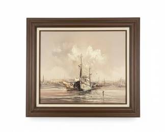 L. Alias Harbor Seascape Oil Painting fourth image