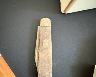 Vintage Folding Pocket Knife with Shield Inlay