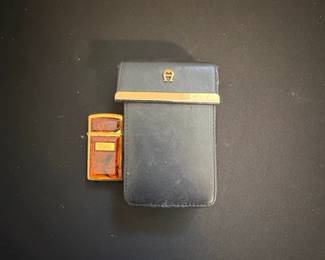 Etienne Aigner Leather Lighter Case with Personalized Zippo Lighter