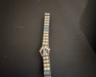 Vintage Diamonbar Sterling Silver and Blue Crystal Buckle Bracelet