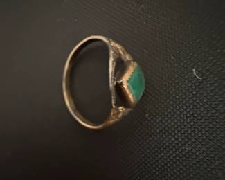 Vintage Sterling Silver and Green Stone Ring