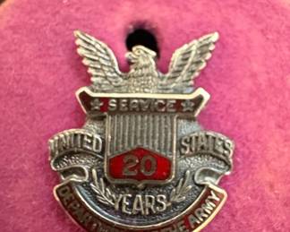 Vintage Sterling Silver United States Department of the Army Years Service Pin