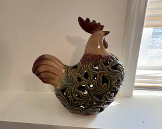 Ceramic Rooster Cutwork Figurine
