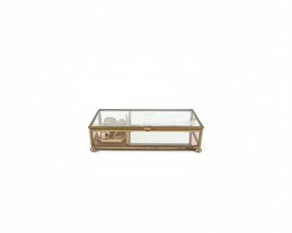 Vintage Via Vermont Etched Glass and Brass Music Box fifth image