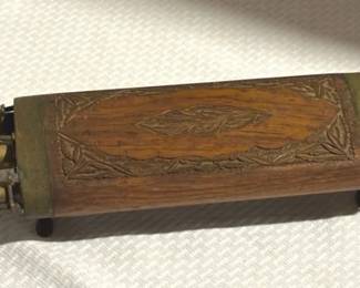 Vintage Hand Carved WoodBrass Knife Set
