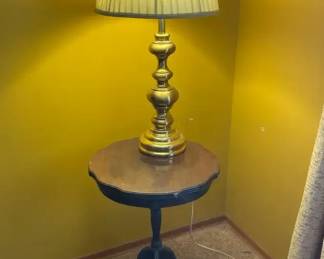 Vintage Brass Stiffel Table Lamp  Vintage Wood Side Table