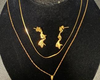 14K Necklace, Earrings and Rings with Mystery Gold