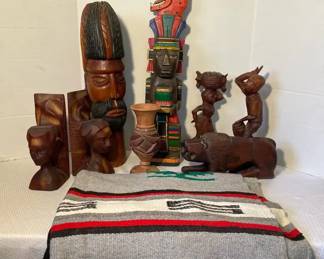 Haitian Handcarved Wooden Statues, Haitian Shawl