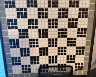 Mosaic Tile Chessboard with Chess Pieces