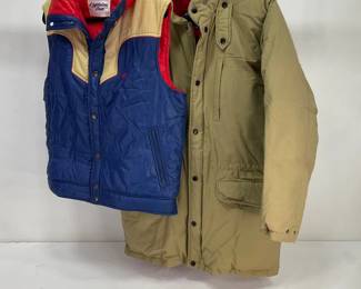 Nylon Puffer Vest and Insulated Parka Coat