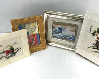 Asian Silk Embroideries and Framed Prints