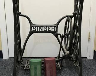 Singer Cast Iron Treadle Machine Base and Buttonholers