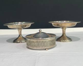 Sterling Silver Compotes and Covered Dish
