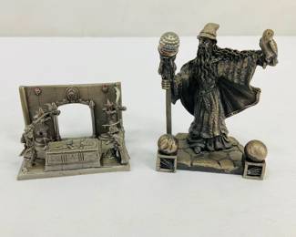 Cast Pewter Fantasy Wizard and Dungeon Diorama