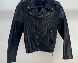 Black Leather Double Rider Motorcycle Jacket