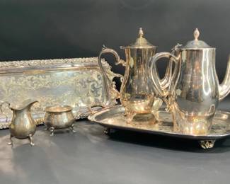 Silver-Plated Tea and Coffee Service with Trays