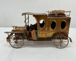 Hand-crafted Copper-Toned Sheet Metal Automobile Model