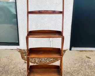 Wooden Five-Tier Folding Ladder Display Shelf