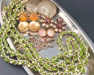 Vintage Costume Jewelry Earrings and Necklace