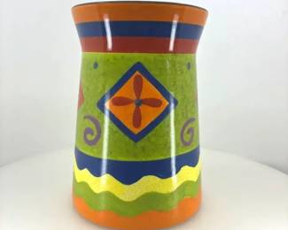 Vintage Certified International Crock Flower Vase HandPainted Colorful Ceramic Vase