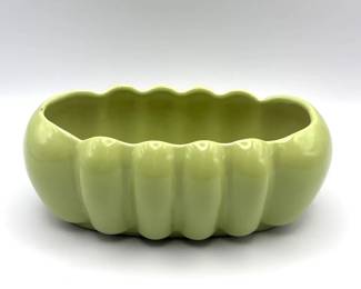 Vintage Alamo Pottery Green Scalloped Ceramic Planter MidCentury Art Pottery Bowl