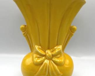 Vintage Yellow Ceramic Bow Vase  USA