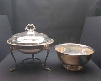 Vintage SilverPlated Vegetable Warmer or Chafing Dish Set and Bowl