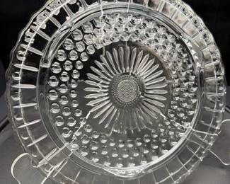 Vintage Federal Glass Company Clear Glass Cake Plate