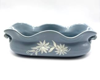 Vintage Abingdon Pottery Starflower Console Planter Bowl Blue Floral Art Pottery