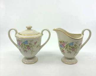 Vintage Flower Motif Creamer Karafe and Sugar Bowl