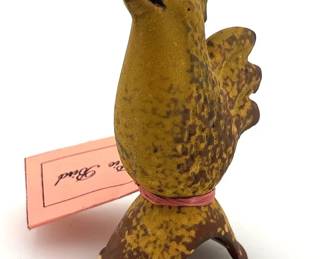 Vintage Buck Pottery Texas Stoneware Rooster Pie Bird Figurine  Original Tag