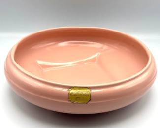 Vintage Abingdon Pottery Pink Oval Bowl USA Art Pottery